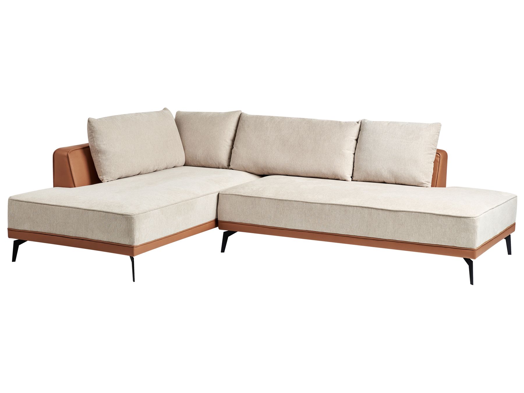 Corner Sofa MYKEN Fabric Light Beige 3 Seater Right Hand