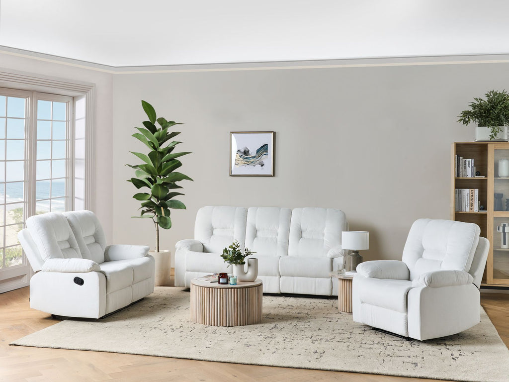 2 Seater Fabric Manual Recliner Sofa White BERGEN