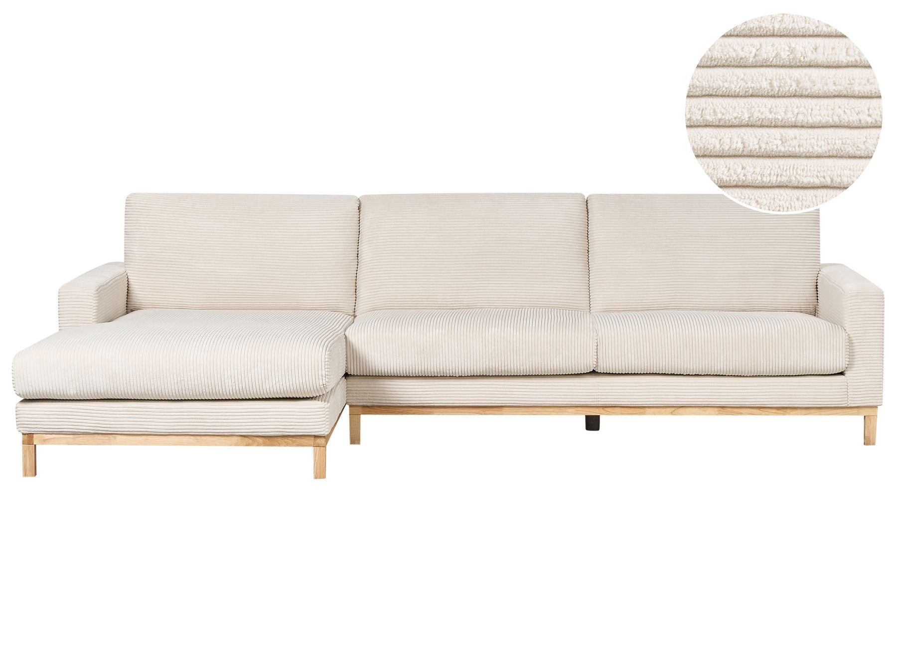Corner Sofa SIGGARD Corduroy Light Beige 4 Seater Right Hand