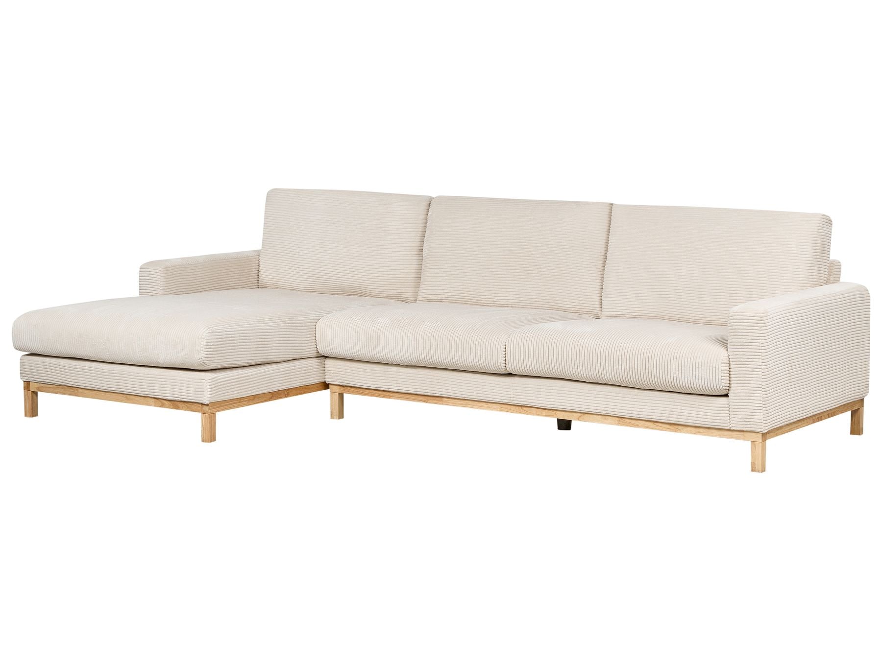 Corner Sofa SIGGARD Corduroy Light Beige 4 Seater Right Hand