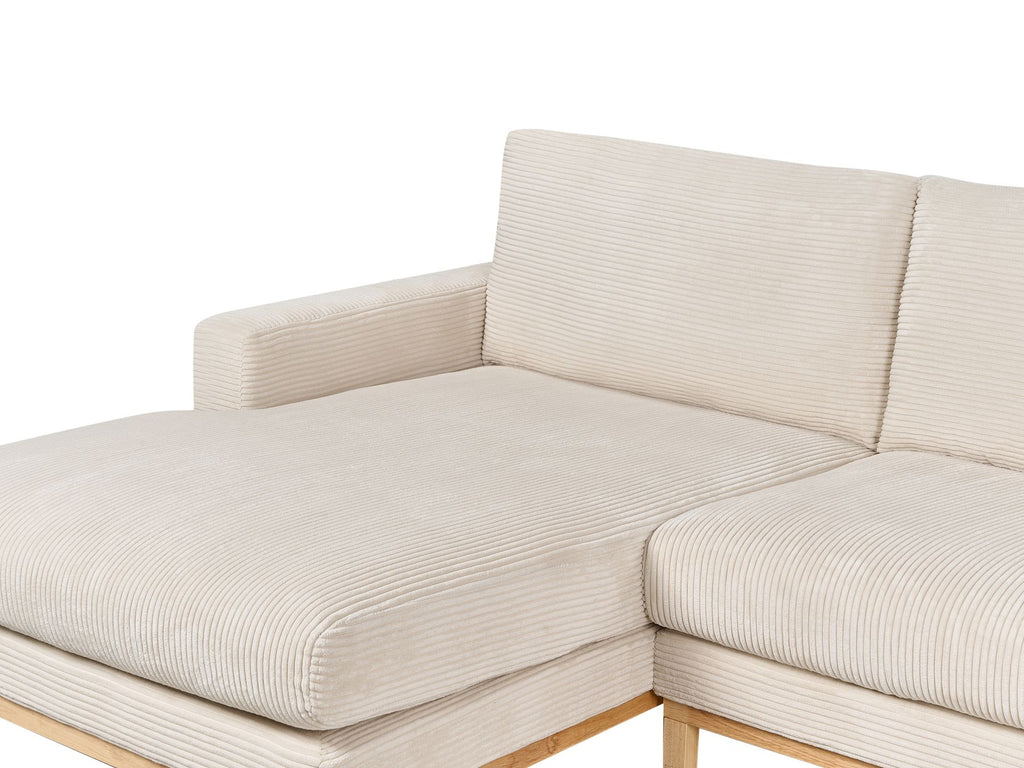 Corner Sofa SIGGARD Corduroy Light Beige 4 Seater Right Hand