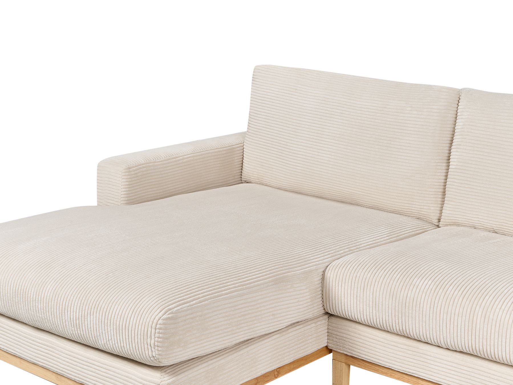 Corner Sofa SIGGARD Corduroy Light Beige 4 Seater Right Hand