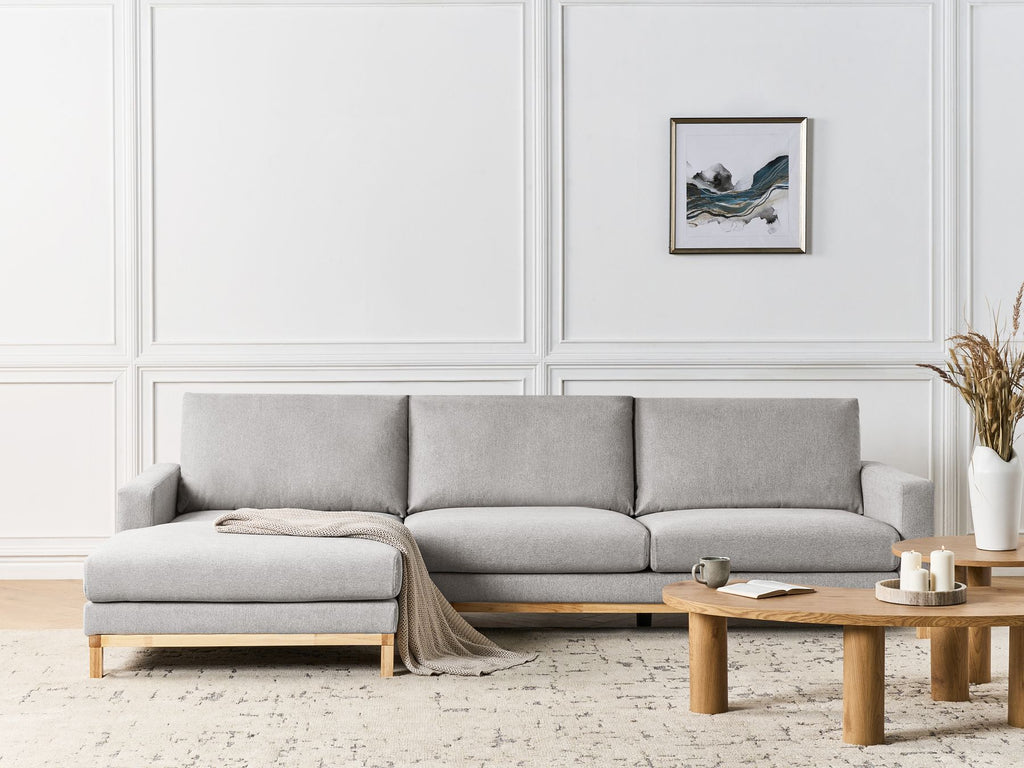 Corner Sofa SIGGARD Fabric Grey 4 Seater Right Hand