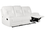 3 Seater Fabric Manual Recliner Sofa White BERGEN