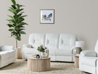 3 Seater Fabric Manual Recliner Sofa White BERGEN
