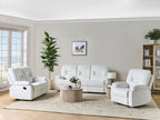 3 Seater Fabric Manual Recliner Sofa White BERGEN