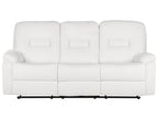 3 Seater Fabric Manual Recliner Sofa White BERGEN