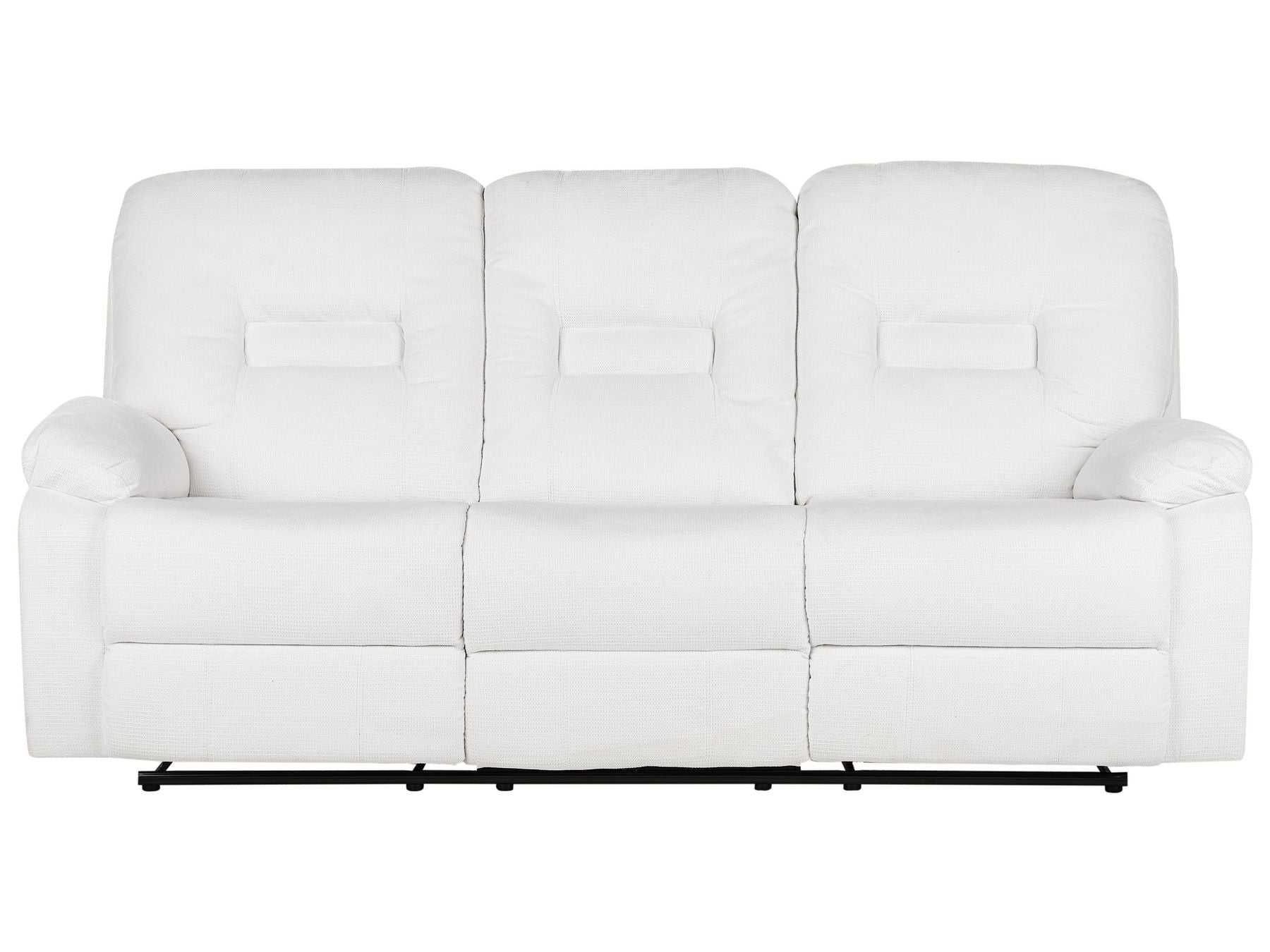 3 Seater Fabric Manual Recliner Sofa White BERGEN