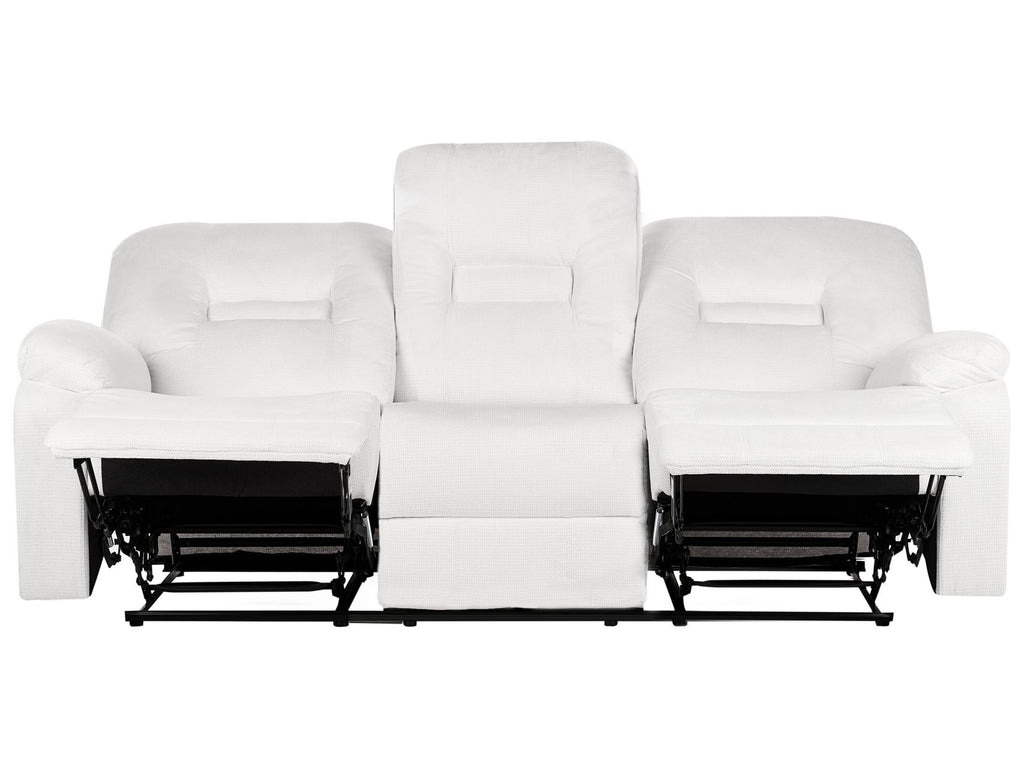 3 Seater Fabric Manual Recliner Sofa White BERGEN
