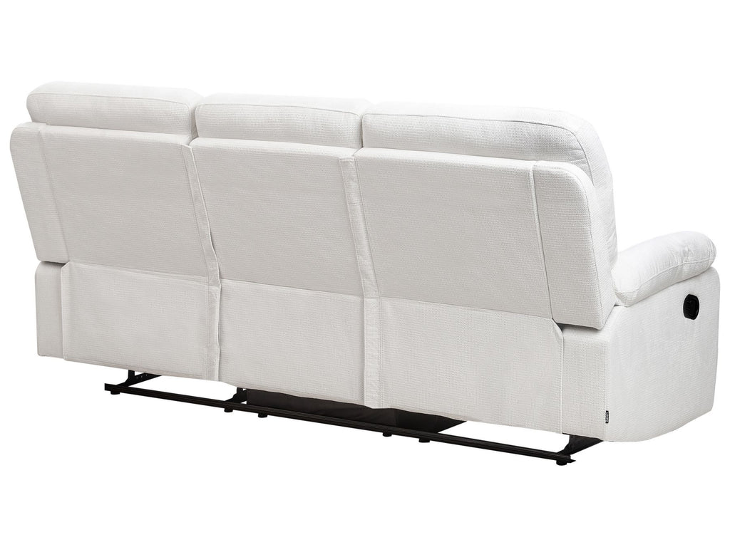 3 Seater Fabric Manual Recliner Sofa White BERGEN