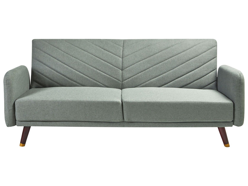 Sofa Bed SENJA Faux Linen Light Green 3 Seater