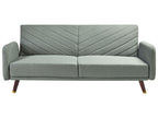 Sofa Bed SENJA Faux Linen Light Green 3 Seater