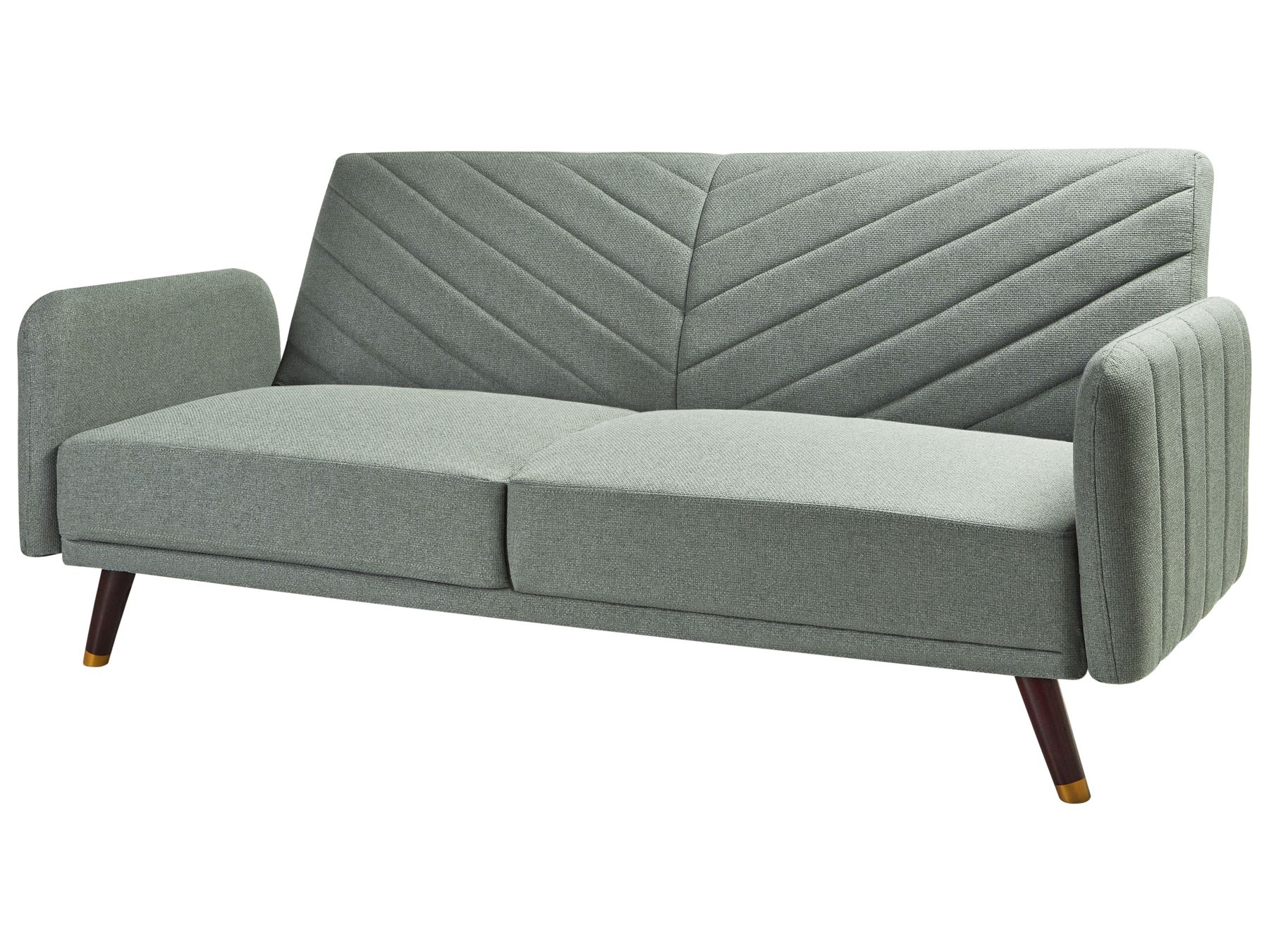 Sofa Bed SENJA Faux Linen Light Green 3 Seater