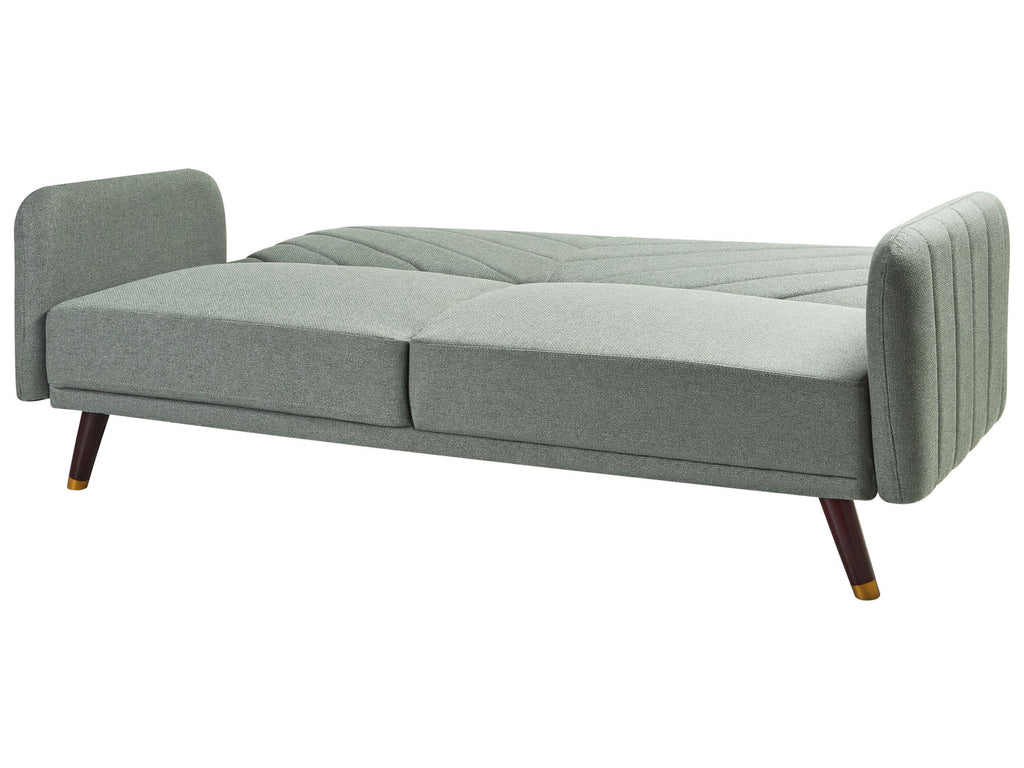 Sofa Bed SENJA Faux Linen Light Green 3 Seater