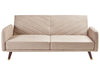 Sofa Bed Faux Linen Light Brown 3 Seater