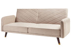 Sofa Bed SENJA Faux Linen Light Brown 3 Seater