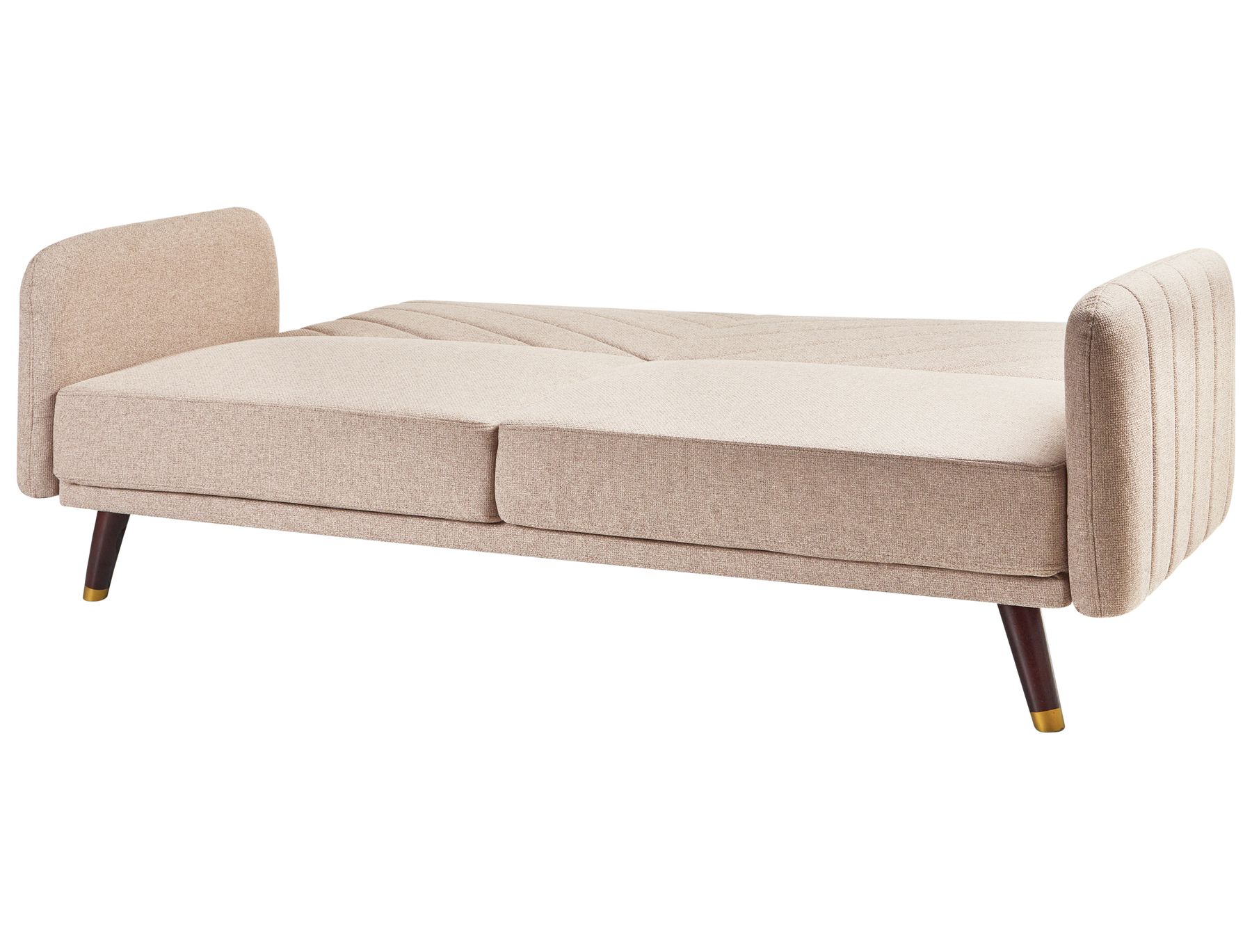 Sofa Bed SENJA Faux Linen Light Brown 3 Seater