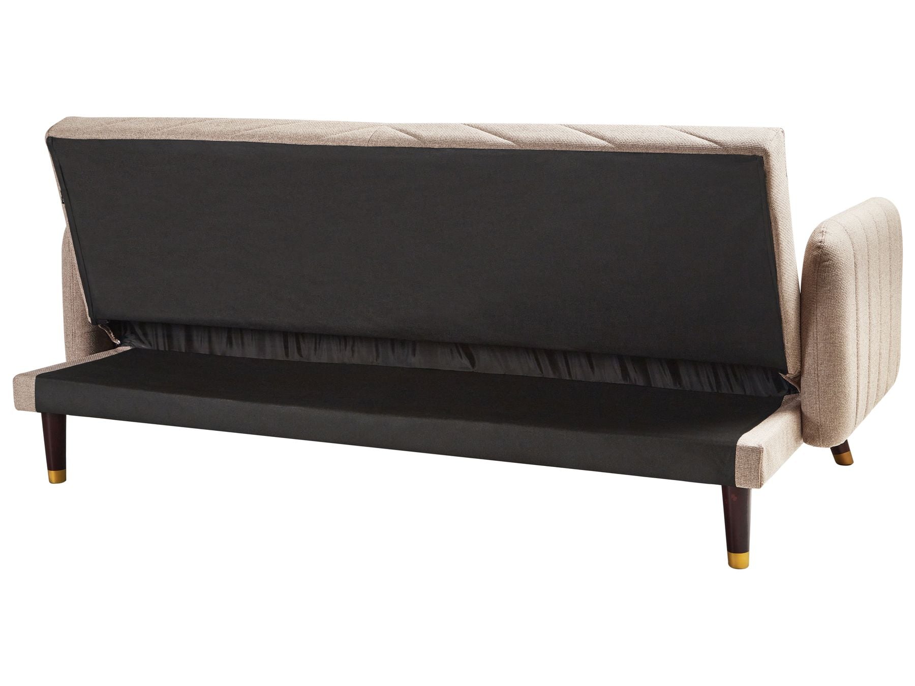 Sofa Bed SENJA Faux Linen Light Brown 3 Seater