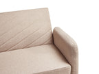 Sofa Bed SENJA Faux Linen Light Brown 3 Seater