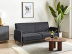 Sofa Bed SENJA Faux Linen Black 3 Seater