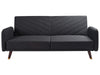 Sofa Bed Faux Linen Black 3 Seater