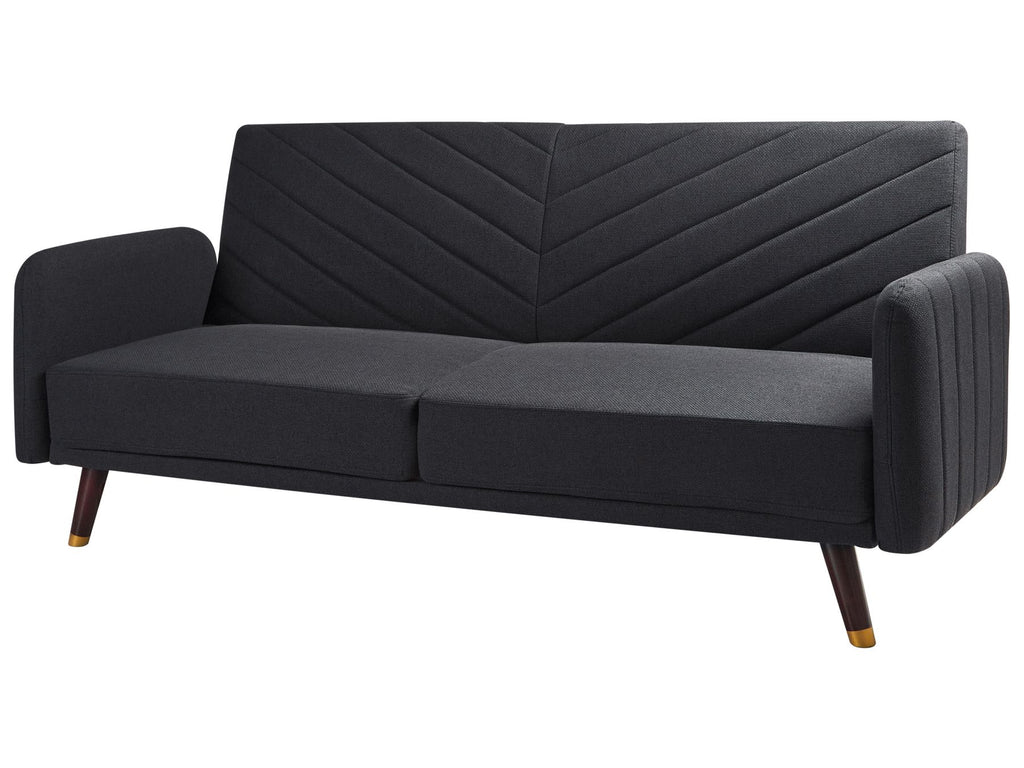 Sofa Bed SENJA Faux Linen Black 3 Seater