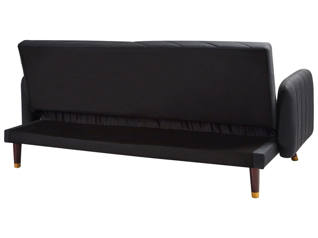 Sofa Bed SENJA Faux Linen Black 3 Seater