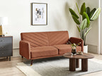 Sofa Bed SENJA Faux Linen Orange 3 Seater