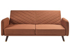 Sofa Bed SENJA Faux Linen Orange 3 Seater