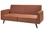 Sofa Bed SENJA Faux Linen Orange 3 Seater