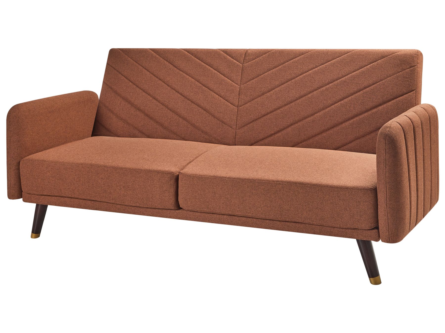 Sofa Bed SENJA Faux Linen Orange 3 Seater