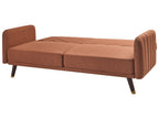 Sofa Bed SENJA Faux Linen Orange 3 Seater
