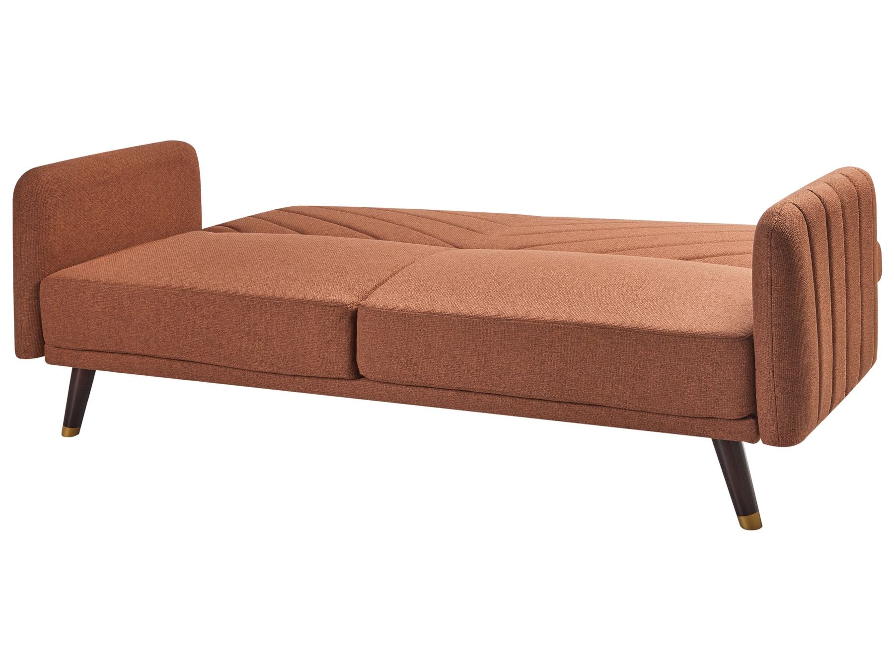 Sofa Bed SENJA Faux Linen Orange 3 Seater