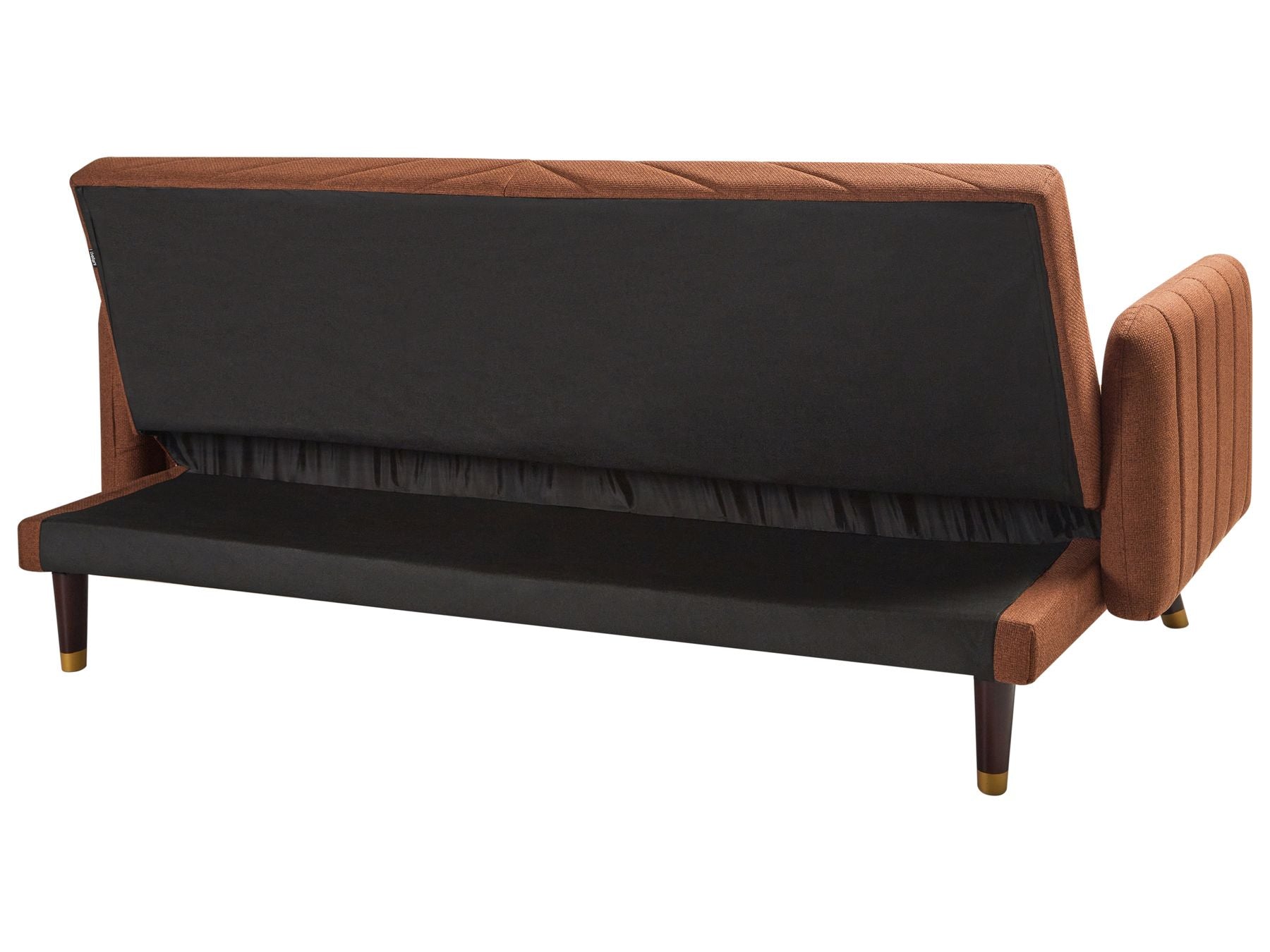 Sofa Bed SENJA Faux Linen Orange 3 Seater