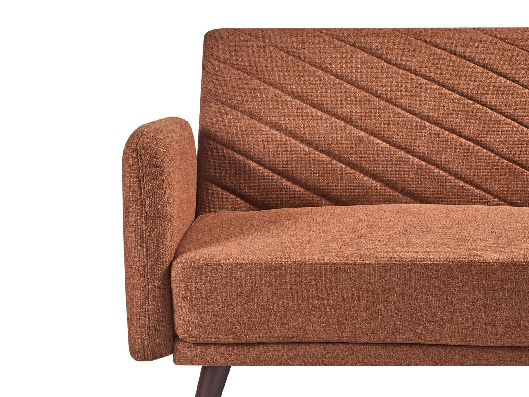 Sofa Bed SENJA Faux Linen Orange 3 Seater