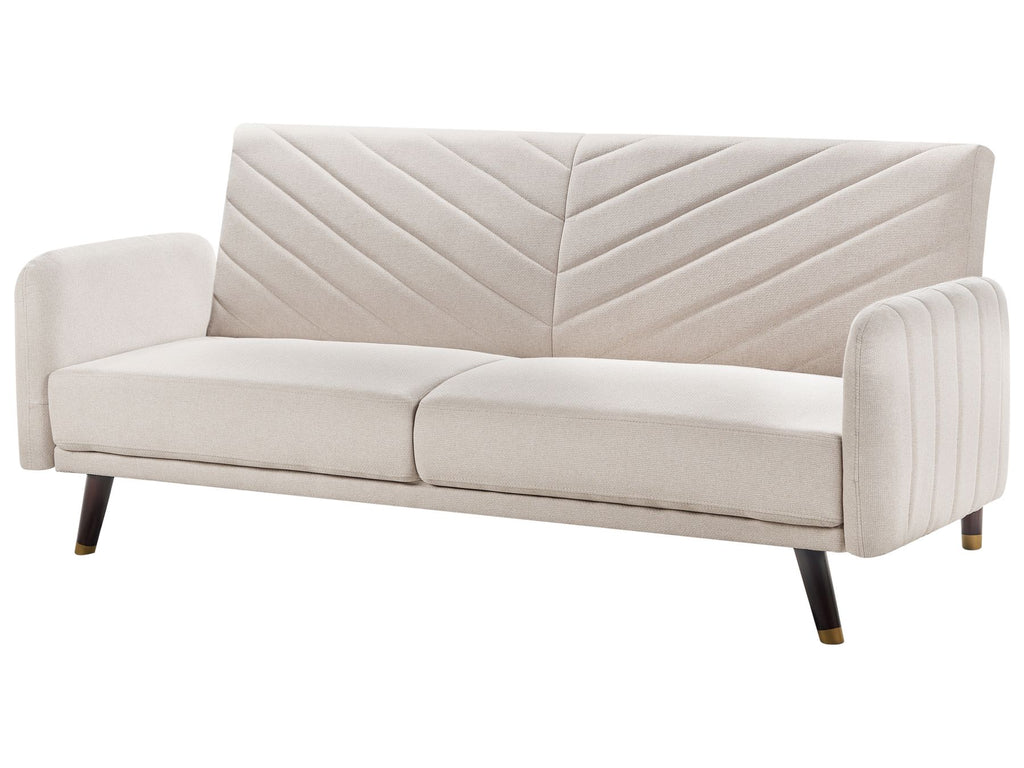 Sofa Bed SENJA Faux Linen Light Beige 3 Seater
