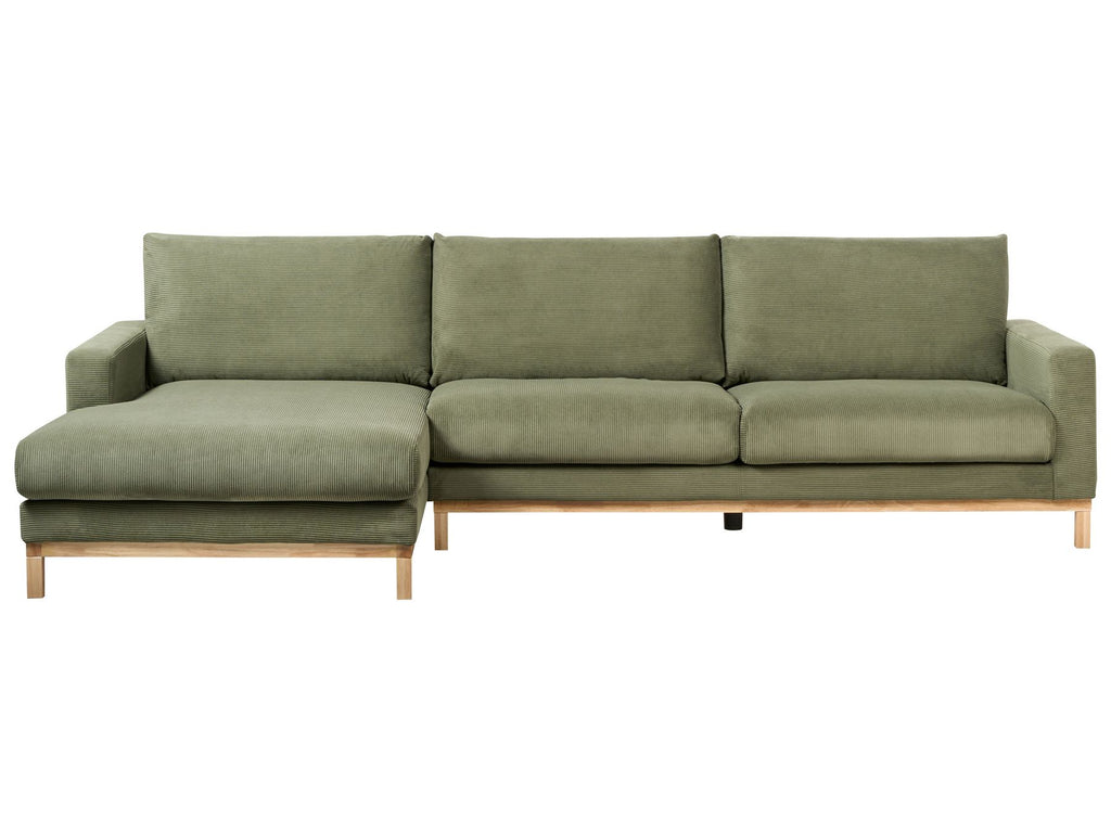 Corner Sofa SIGGARD Corduroy Green 4 Seater Right Hand