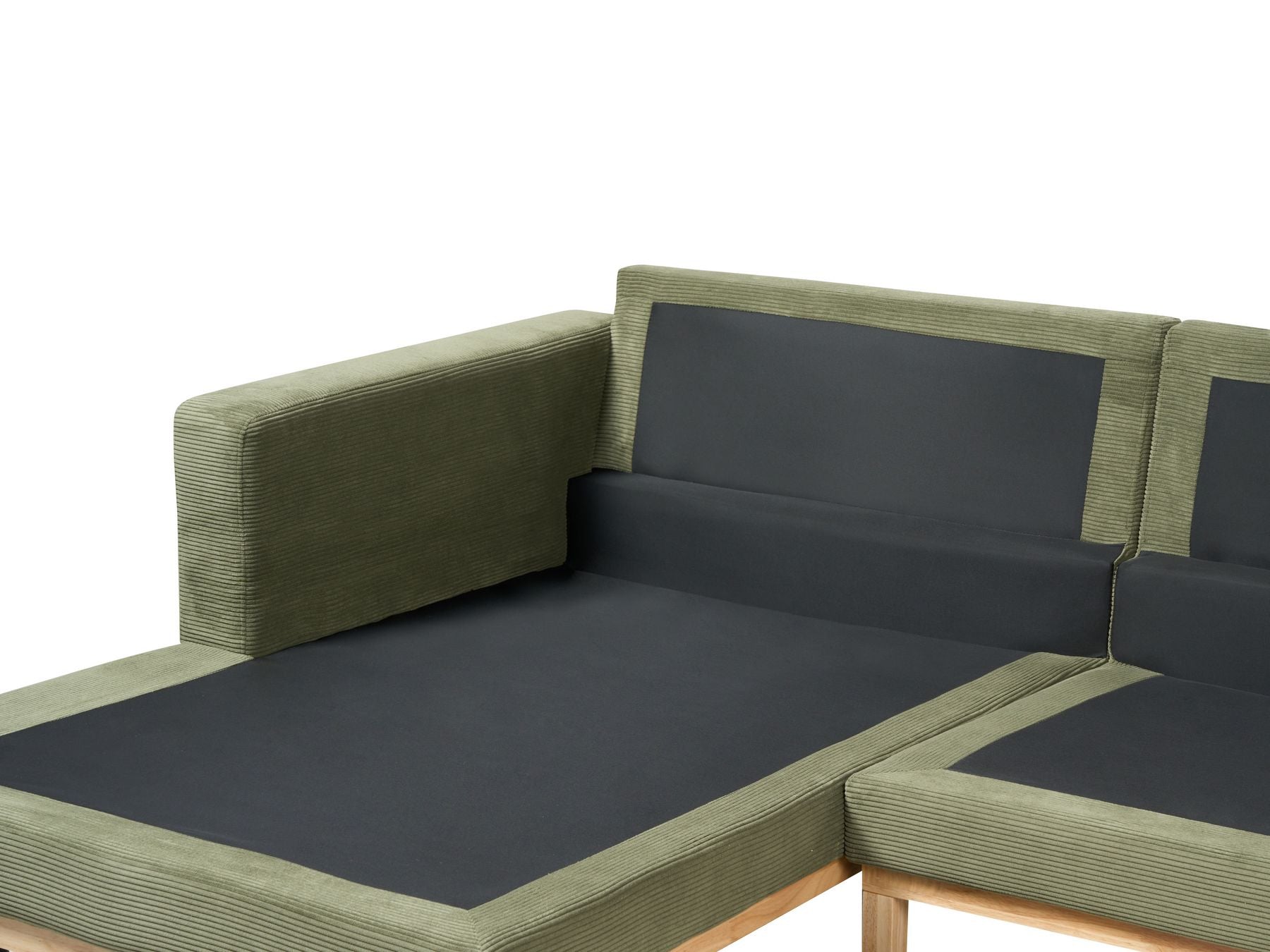 Corner Sofa SIGGARD Corduroy Green 4 Seater Right Hand