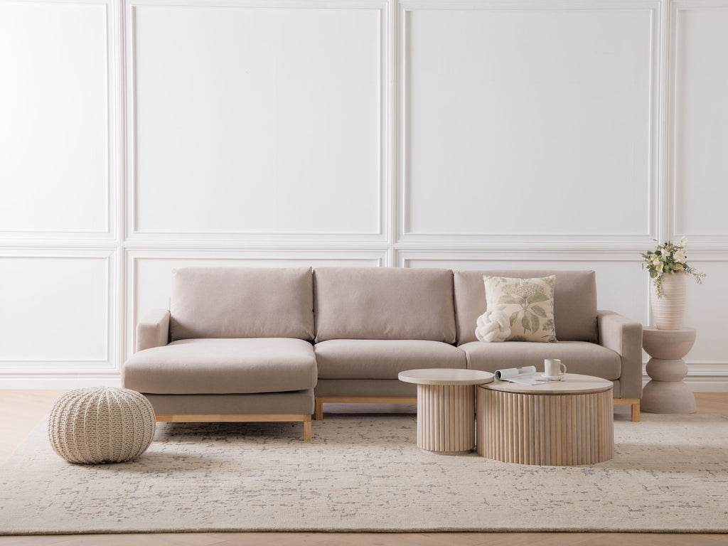 Corner Sofa SIGGARD Fabric Taupe 4 Seater Right Hand