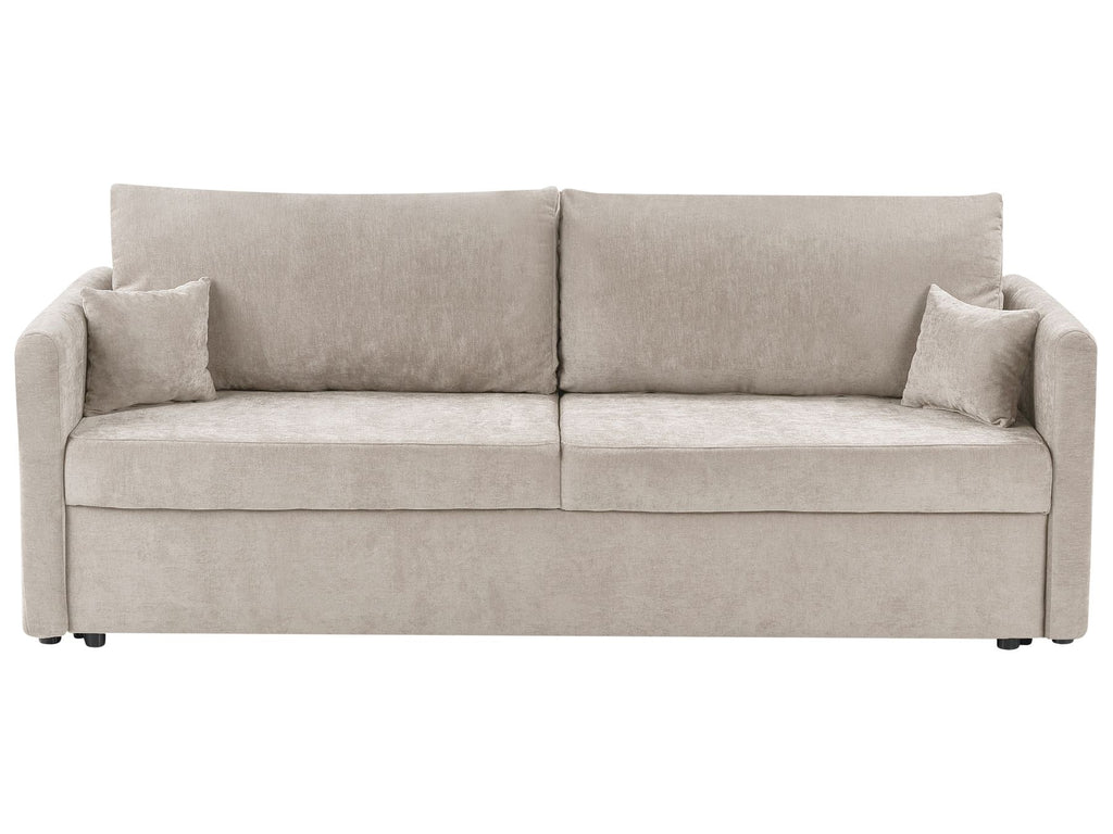 Sofa Bed BLEIK Fabric Light Beige with Storage 3 Seater