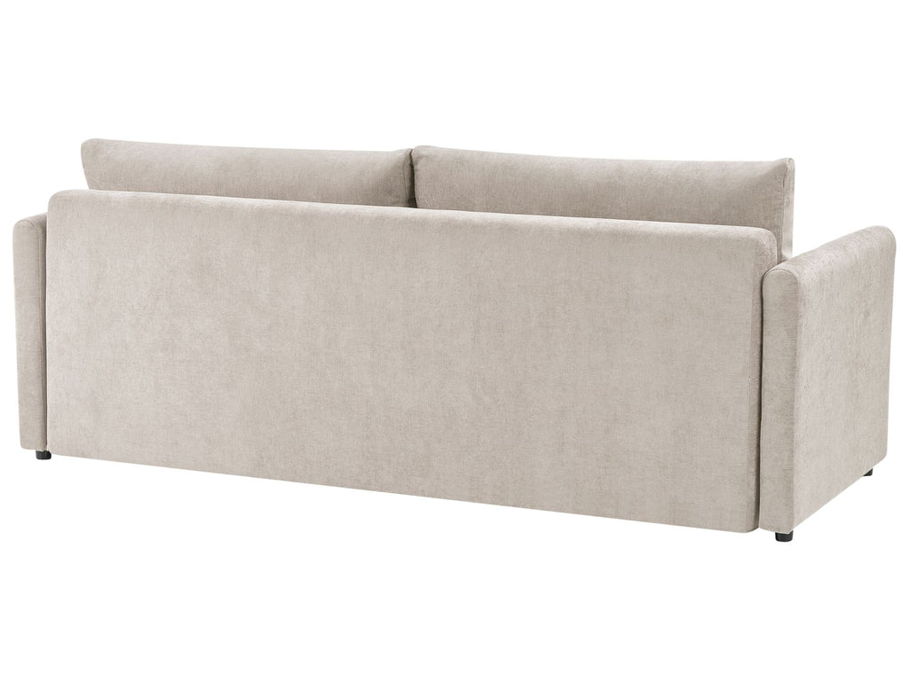 Sofa Bed BLEIK Fabric Light Beige with Storage 3 Seater