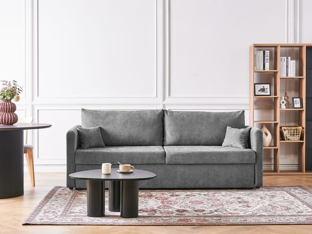 Sofa Bed BLEIK Fabric Light Grey with Storage 3 Seater