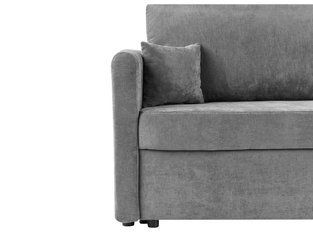 Sofa Bed BLEIK Fabric Light Grey with Storage 3 Seater
