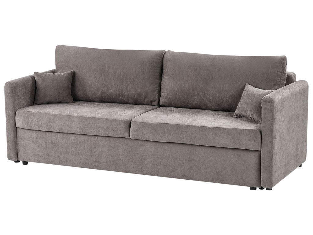 Sofa Bed BLEIK Fabric Taupe with Storage 3 Seater