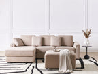 Right Hand Fabric Corner Sofa with Ottoman Taupe KOHLO