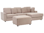 Left Hand Fabric Corner Sofa with Ottoman Taupe KOHLO