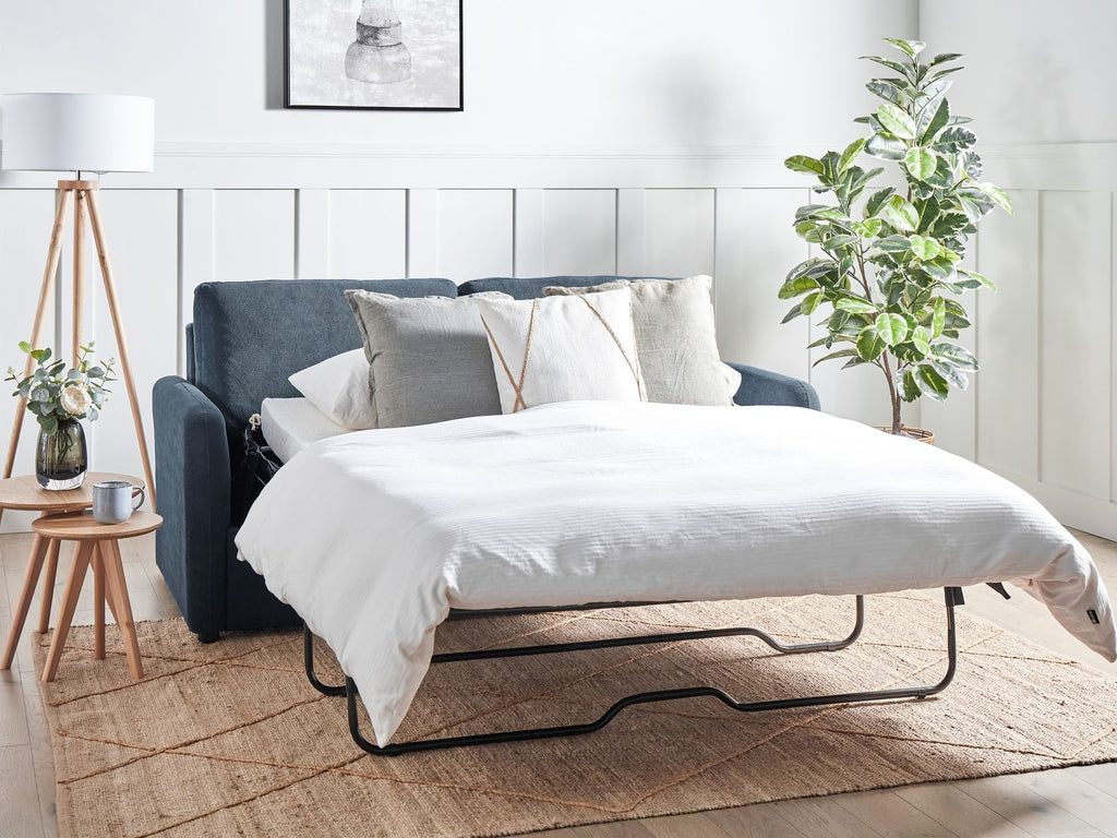 Sofa Bed BENNAS Fabric Blue 3 Seater