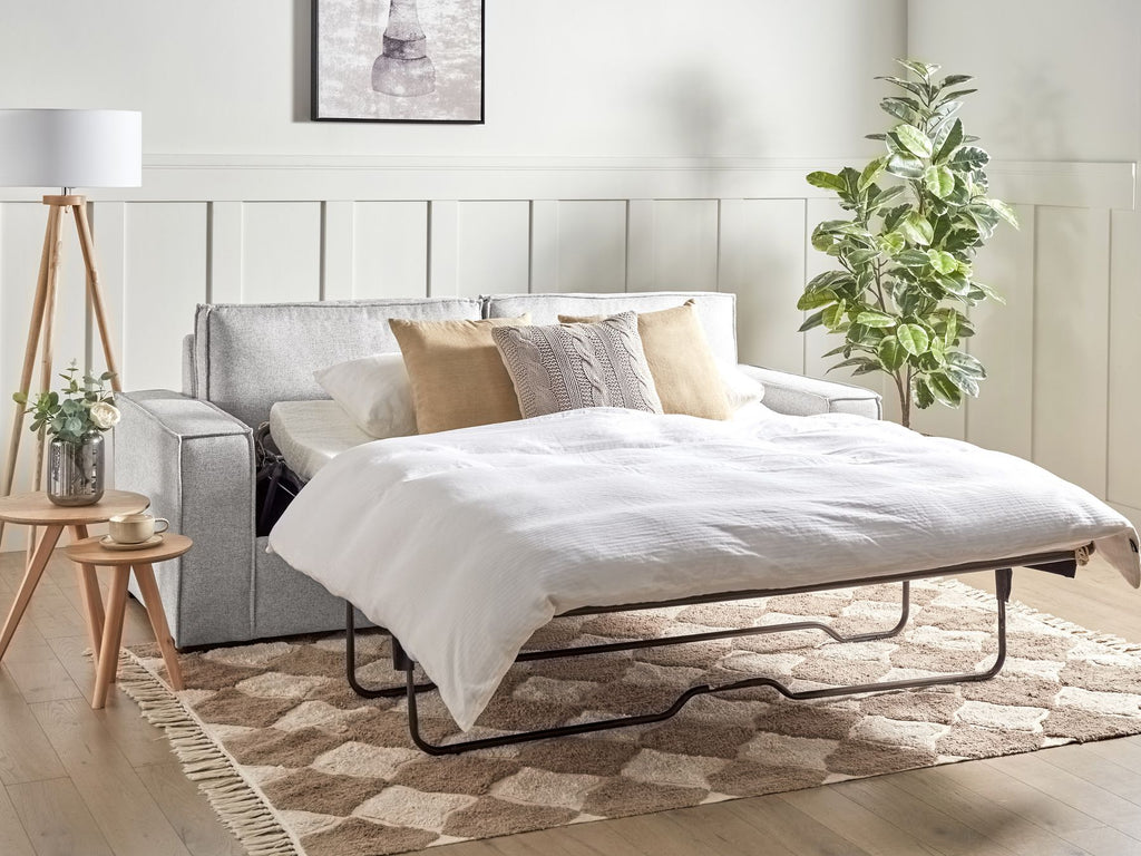 Sofa Bed VUOKATTI Fabric Light Grey 3 Seater