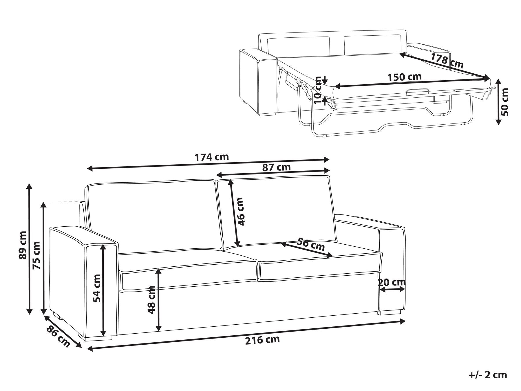 Sofa Bed VUOKATTI Boucle Off-White 3 Seater