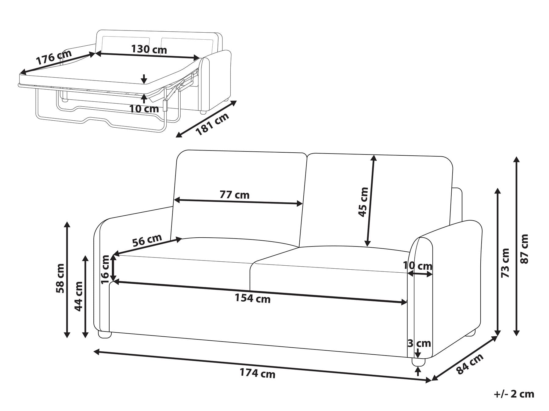 Sofa Bed BENNAS Fabric Taupe 3 Seater